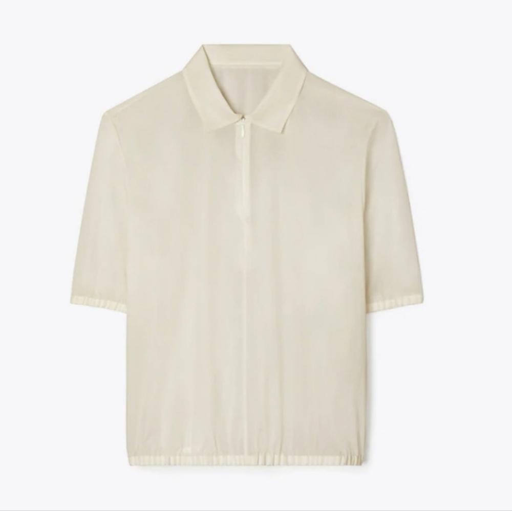 NWT Tory Burch Poplin Zip Polo - Picture 3 of 7